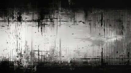 Abstract black and white glitch grunge paintbrush textured background - obrazy, fototapety, plakaty