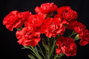Bunch of red carnations. Generative AI