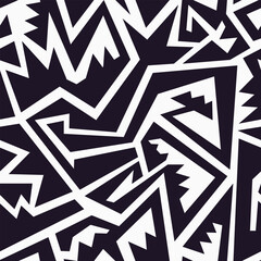 Tribal black and white geometric seamless pattern