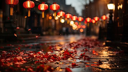 Chinese red lantern in the night of Chinese New Year, nagasaki lantern festival - obrazy, fototapety, plakaty