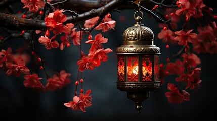Chinese red lantern in the night of Chinese New Year, nagasaki lantern festival - obrazy, fototapety, plakaty