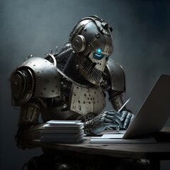 robot editing a novel wallpaper 
