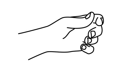 Hand drawn outline lineart hand doodle. Holding and giving gesture