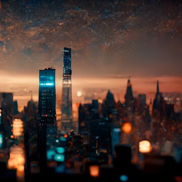 new york citscape shot 8k high quality detailed flickr octane render night skyscrapes environment city 