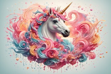 unicorn on colorful background. ai generative