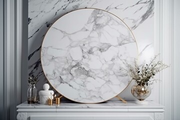 Elegant white marble backdrop with a refined texture. Generative AI