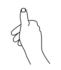 Hand drawn outline lineart hand doodle. Pushing a button gesture