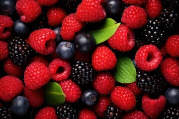 Fresh Berries red fruits mix. Food diet. Generate Ai - obrazy, fototapety, plakaty