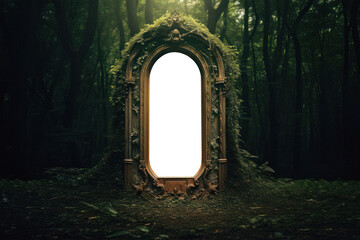 fantasy door frame in woods with centre png transparent background