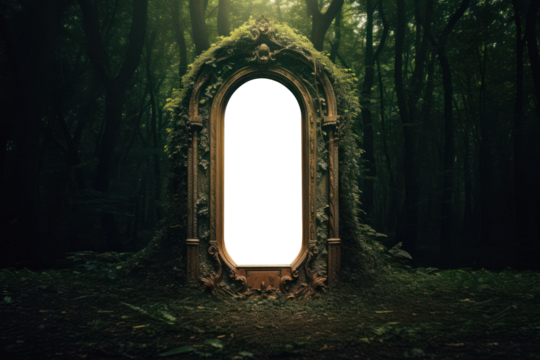 fantasy door frame in woods with centre png transparent background