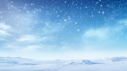 Snow Sky: Winter Christmas Sky with Falling Snow. Cold and Winterly Scene with Snowfall and Icy, Snowy Sky. No people, Copy Space Available.