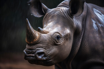 Fototapeta na wymiar Portrait of a rhinoceros in its natural habitat