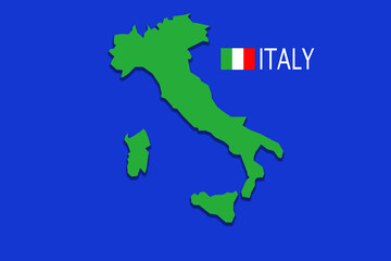 Illustration of map of Italy with flag of Italy