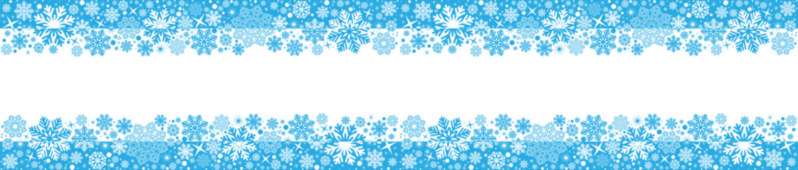 Snowflakes seamless border .Ornament with blue snowflakes and stars .Christmas blue horizontal border.Christmas decoration.