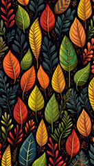 Abstract colourful leaves pattern