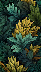 Abstract green leaves pattern background