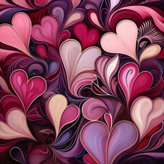 Abstract wavy valentine's day heart background