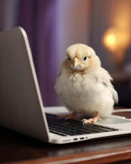 baby chick on laptop keyboard: 