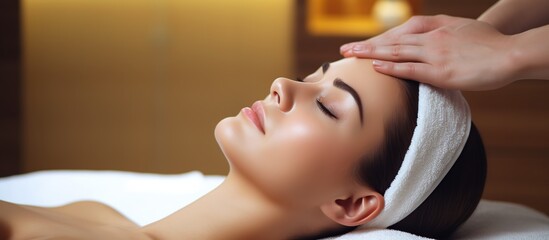 Beautiful woman doing facial massage