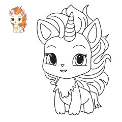 Unicorn for coloring book. Doodle unicorn coloring page. Vector illustraiton.