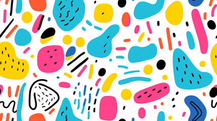 Get a burst of creativity with this colorful line doodle pattern, a perfect choice for both children's designs. Seamless..