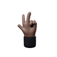 Hand of realistic 3d design in cartoon style. Transparent PNG