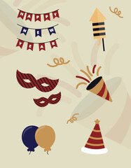 Decoration Creative New Year Party Element Set