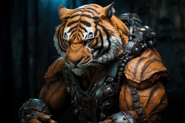 Majestic Bodybuilding tiger. Mascot muscle gym. Generate Ai