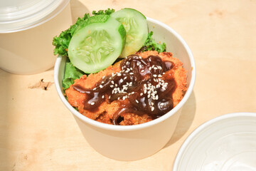 rice bowl with chicken katsu