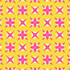 Seamless pattern with decorative floral elements. Shades of pink, yellow. Mexico floral mosaic,Ceramic tiles in a classic design feature intricate floral and leaf motifs, highlighting. 