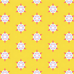 Seamless pattern with decorative floral elements. Shades of pink, yellow. Mexico floral mosaic,Ceramic tiles in a classic design feature intricate floral and leaf motifs, highlighting. 