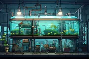 illustration of an aqua lab. Generative AI