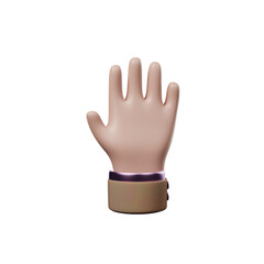 Hand of realistic 3d design in cartoon style. Transparent PNG