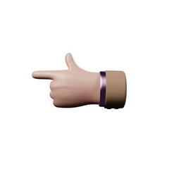 Hand of realistic 3d design in cartoon style. Transparent PNG