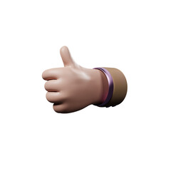 Hand of realistic 3d design in cartoon style. Transparent PNG