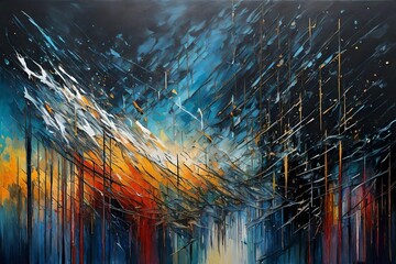an abstract painting inspired by a thunderstorm.