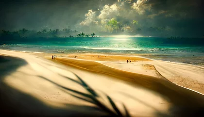 Fototapeten landscape of the tropical beach view from the centre of the beach wallpaper cinematic light  © Sandy