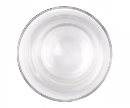 Empty glass isolated on white, top view, clipping path