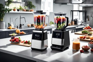 a smart blender with touch-screen controls. - obrazy, fototapety, plakaty