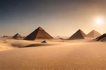 Crédence de cuisine en verre imprimé Vieil immeuble pyramids of giza  with sunset