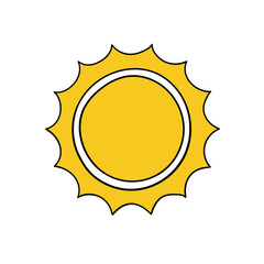 A hand-drawn cartoon sun icon on a white background.