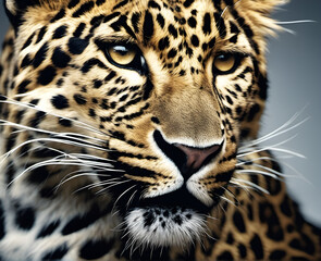 Majestic Leopard Close-Up: Striking Portrait of a Wild Predator. generative AI