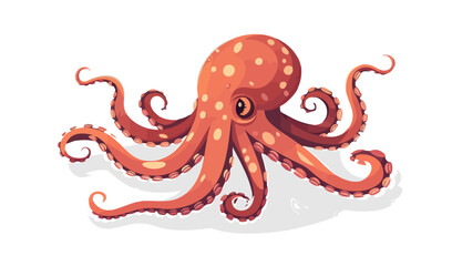 Octopus flat cartoon isolated on white background. Vector illustration