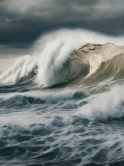 Powerful Fury: Illustration of a Raging Ocean. generative AI