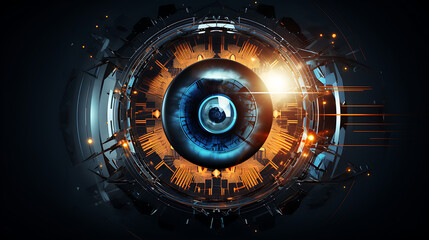 Tech-infused sight, Abstract high-tech eye concept represents futuristic visual capabilities 