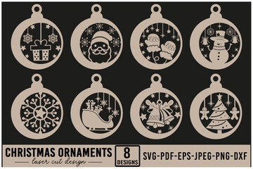 Christmas Ornaments Laser Cut And Paper Cut Design Bundle