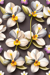 seamless flat pattern with orchidea and foliage