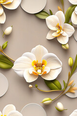 seamless flat pattern with orchidea and foliage
