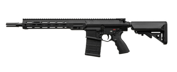 Modern automatic rifle isolated on white background. Weapons for police, special forces and the...