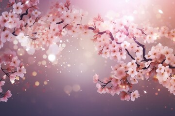 Sparkling abstract cherry blossom illustration. Generative AI